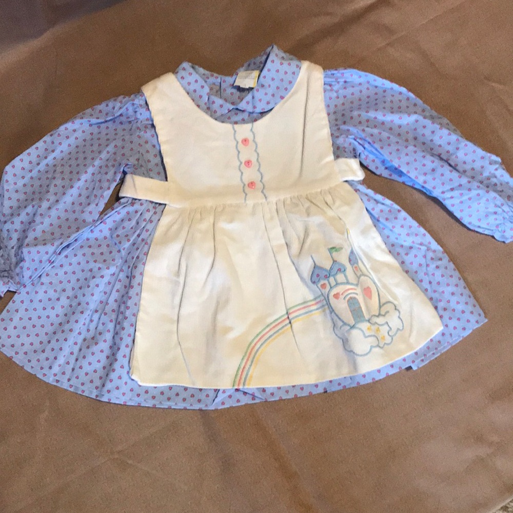 Blue dress with white jumper size 24 mo.